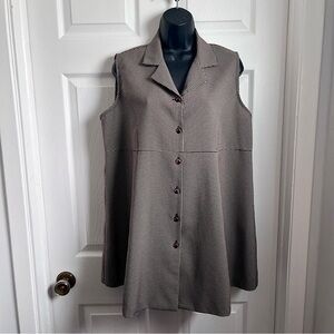 Vintage Meline Duczak Vest Mini Dress 90s Houndstooth sleeveless collared XL